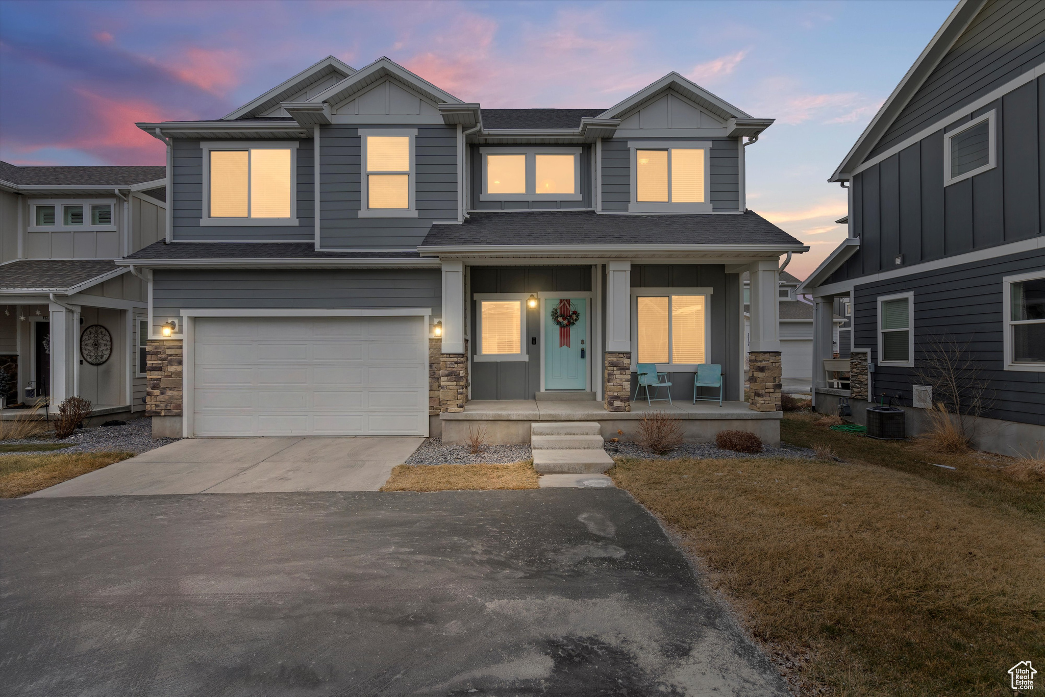 This one of a kind 2 story in Independence At The Point is going to light up your senses! Upon entering you will notice how natural light cascades through the home from all angles. As you continue to walk through the main level the open floorplan feels welcoming and your eyes naturally look out the back windows all sense of city is gone. The open fields and views take your breath away. The meticulously kept kitchen has soft close cabinets and drawers, light granite countertops, and a touch of elegance.  Heading upstairs the open staircase leads to a huge loft area, 3 bedrooms, 1 full bath and a master bedroom that will not disappoint! The master bathroom is bright and spacious with a separate garden tub and shower, double sinks and walk in closet. The basement has 9 ft ceiling's a large entertainment/family room, 2 more large bedrooms and a full bath. The garage is another BONUS! Builder called it a tandem garage meaning it has enough space to fit two small cars tandem style and a 3rd regular car. Located in the highly sought after area of Independence in Bluffdale, you can easily get to Salt Lake and Utah County by hopping on I-15 which is 5 minutes away. This fantastic community is loved by all who live here, full of walking paths, open space, splash pad, pickleball courts, close to schools, the mountains and restaurants. Summit Academy a charter school is within walking distance. Make sure you watch our video and matter port tour at https://justpendedutah.hd.pics/15168-Gunpowder-Ct/idx  Square footage figures are provided as a courtesy estimate only and were obtained from assessors. Buyer is advised to obtain an independent measurement.