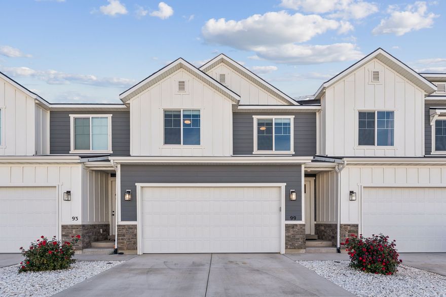 Beautiful Townhome with plenty of room to Live and Play! This 2,317 sq ft townhome features 3 bedrooms and 2.5 baths with 9-ft ceilings, quartz countertops, and custom cabinets throughout. Perfect for entertaining, the open layout flows to a huge backyard-perfect for BBQs, gatherings, or quiet evenings under the stars. The 20-ft deep 2-car garage, ample parking, and community RV, boat, and ATV parking make it easy to live big in a place with plenty of small-town charm. Conveniently located near I-15, Central Valley Medical Center, grocery stores, and lots of outdoor recreation, this home perfectly balances comfort, convenience, and adventure!