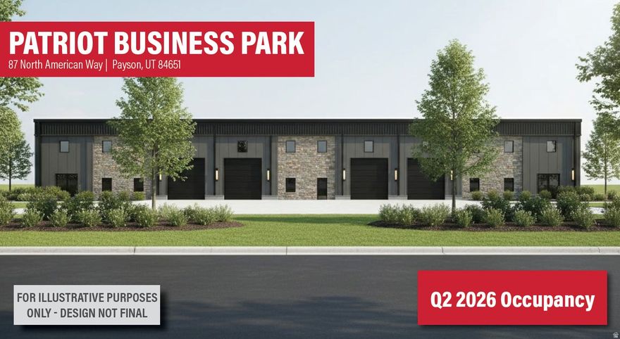 Total Available: 2,462-25,000 SF  Ten (10) Units Available - Office Per Unit: 240 SF -Warehouse Per Unit: 2,260 SF  Twelve (12) 14'x14' Grade-Level (GL) Doors  Clear Height: 18'-24'  Power: 200 Amp | 208V | 3-Phase | 4 Wire  Mop Sink in Warehouse  Wet Fire Suppression System  Gas Forced Heater in Warehouse  Ability to Install HVAC in Warehouse at Discounted Price (Additional Costs Apply)  Pull Through Capability with Leasing Multiple Units  Hard Deck Mezzanine Provides Extra Storage or Ability to Add Second Floor Office  Parking: 78 Parking Stalls  Zoning: I-1 (Light Industrial)  Construction Type: Insulated Metal Panels  Total Site Size: 2.27 Acres  Access: Conveniently Located off I-15