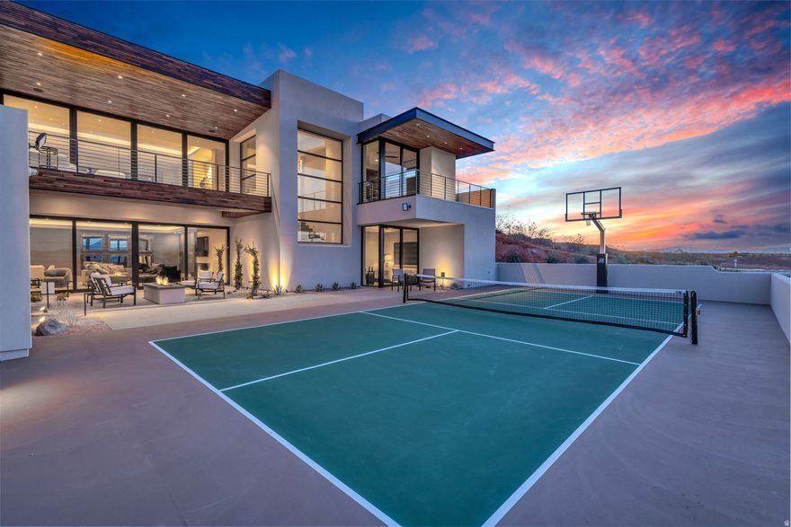 This stunning turn-key custom-built home was featured in the 2025 Parade of Homes. It is a true work of art-designed with precision, luxury, and livability in mind. Situated in Solente, Southern Utah's newest gated, master-planned community, the property offers more than just a residence-it offers a lifestyle. Solente delivers a concierge-style experience centered on wellness and connection, with community amenities scheduled for completion by summer 2026. These will include a full-service lounge and restaurant, a state-of-the-art fitness center, golf simulator, swimming pool, and pickleball courts, along with monthly curated events, clubs, and social gatherings designed to support a vibrant and active lifestyle. This home comes fully furnished. Crafted with meticulous detail, the home features a gourmet kitchen that is a chef's dream, complete with Wolf Sub-Zero appliances, two ovens, two steam ovens, induction cooktop, two Rohl sinks, built-in banquette, walnut cabinetry, and a large working butler's pantry. Two wet bars make entertaining effortless, while thoughtful design elements elevate every space.The home showcases custom walnut accents throughout the interior and exterior and intricate trim detailing on the bathroom walls. Each bathroom feels like a private spa, with backlit shelves in every shower. The bedrooms include elegant backlit ceiling trays and private outdoor seating areas, offering breathtaking views from every room.Luxury amenities include a saltwater pool and spa, fully equipped gym, infrared sauna, and seven fireplaces (four indoors and three outdoors), perfect for cozy gatherings year-round. Smart home features with a built-in Sonos sound system, Lutron blinds, Hague water system, and imported Italian quartzite countertops add both modern convenience and timeless style.Art and design lovers will appreciate the custom artwork created by a local artist, bespoke furniture sourced from Los Angeles, and a striking Daniel Arsham sculptural bathtub in the primary suite. All are included in the purchase of this home. The exterior is equally impressive, with exposed aggregate concrete, C-channel steel beams, and warm walnut accents that harmonize beautifully with the surrounding natural landscape.Ideally located just off the new Main Street exit, this home is perfectly positioned for adventure and relaxation alike. It's just a short drive to Zion National Park, Bryce Canyon, and the Grand Canyon's North Rim. The area is a haven for outdoor enthusiasts, with nearby hiking and biking trails, four large reservoirs, and thousands of acres of public land to explore. It's also home to internationally renowned golf courses, recently hosting both PGA and upcoming LPGA tournaments, and major events like the Ironman, Red Bull Rampage, and the St. George Marathon.This home is not just a residence, it's a sanctuary, a statement, and a gateway to a remarkable lifestyle in one of the most beautiful regions in the American Southwest. All information herein is deemed reliable but is not guaranteed. Buyer is responsible for verifying all listing information, including square feet/acreage, to buyer's own satisfaction.