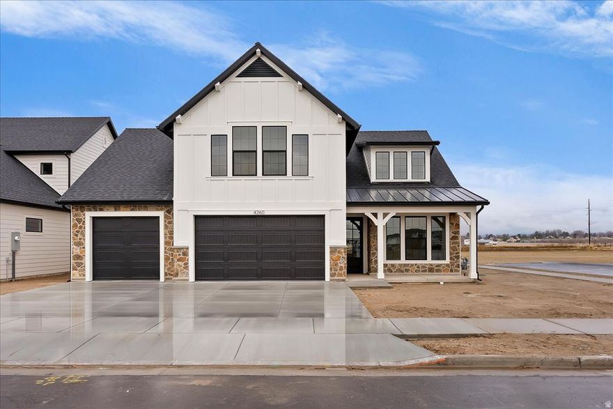 Welcome to our newest phase at Craythorn Homestead with the new our Builder Incentive: **Up to $15,000 in Preferred Lender Credit toward closing costs or a rate buy down.** New construction nearly complete with 2,815 sq ft slab-on-grade home featuring 3 bedrooms, 2.5 baths, 9' main-level ceilings, main-floor office, and a stunning gourmet kitchen with 36" gas cooktop, double ovens, quartz countertops, and large pantry. Vaulted ceilings in two upstairs bedrooms, oversized rooms, luxurious primary suite, LVP flooring, two-tone paint, tankless water heater, and modern farmhouse exterior with natural stone accents.