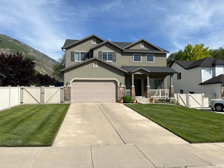 Amazing family neighborhood in Provo! Just blocks from the new Provo Spring Creek park to the west and beautiful Bonneville Shoreline trail to the east. Home is situated on a fully fenced quarter acre lot. Only 5 minutes to BYU campus or the freeway. 4 bedroom, 2.5 bath. 2 car garage. Large combined living room, dining room, kitchen area. All stainless steel appliances in kitchen. Front room is two-stories high with a sitting area. An open loft space upstairs overlooks the sitting room. Primary bedroom has vaulted ceilings and amazing views out the window. Also includes a ceiling fan, primary bathroom with 2 sinks and walk-in closet. Washer/dryer hookups on the second floor with all bedrooms. Unfinished basement with 1000 sqft with a bathroom plumbed. Google Fiber Internet.