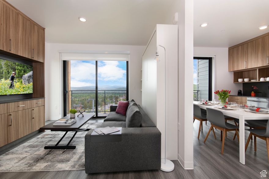 If you're looking for an elevated mountain experience with space to live, play and socialize in one of North America's largest four-seasons playgrounds, then look no more! This highly desirable premium top floor corner residence, one of only 4 of the largest one bedroom floor plans in the entire YOTELPAD building and very popular with hotel guests, has everything you'll need. Conveniently located in the heart of the Canyons village just steps from the Red Pine Gondola, shopping, dining and aprs ski experience means you are guaranteed fast track to fun at your doorstep. Innovative design, maximizes the thoughtfully planned space with plenty of storage and high quality Italian made furniture that transform in form and function to sleep 6. Organic modern finishes include quartz countertops, stainless steel appliances and large window packages that frame the down valley views. A rich amenities package with spacious indoor and outdoor social spaces includes a fireside lounge, year round heated pool and hot tub, kids room, games room, fitness center, steam room and ski valet, all designed to provide ample opportunity to gather with family and friends and create memories for years to come. An ideal first mountain getaway in Park City, this one is a must see!