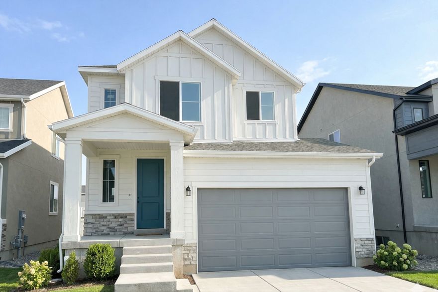 Welcome to the Tahoe floor plan in the highly anticipated JDC Ranch community in Plain City. This thoughtfully designed home offers 3 bedrooms, 2.5 bathrooms, and a functional layout with a clean, modern farmhouse exterior and timeless finishes throughout. Front landscaping is included, providing effortless curb appeal from day one. The unfinished basement offers a blank canvas, giving you the flexibility to create additional living space, a home gym, office, or whatever fits your needs. JDC Ranch is planned with lifestyle in mind, with future parks, walking trails, and playgrounds designed to make it easy to enjoy the outdoors right in your own neighborhood. The home is currently under construction and is estimated to be completed in approximately 45 days, offering a great opportunity to secure a new construction home without an extended build timeline. *AI generated photo included for comparison. Actual finishes, colors, materials, and final construction details may vary. Buyer to verify all information.*