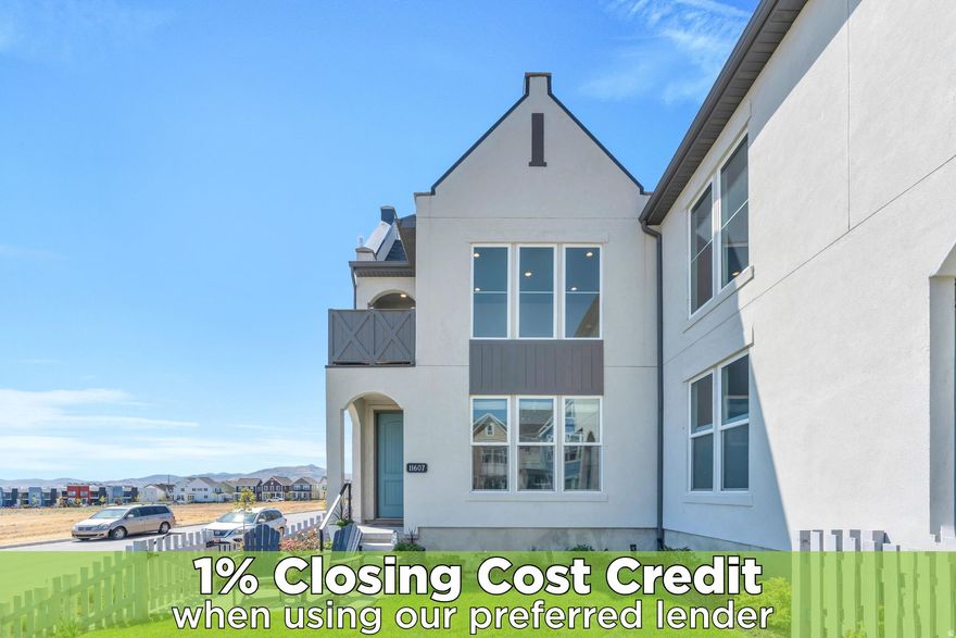 Welcome to this charming home in the highly sought-after Daybreak community, where pride of ownership truly shines. The exterior welcomes you with a fully fenced yard and a lush green lawn, perfect for relaxing, hosting BBQs, or enjoying time with pets.  Inside, the main floor features an open-concept layout with sleek laminate flooring and abundant natural light pouring in through expansive two-story windows. The living room showcases soaring ceilings and dramatic windows, creating an inviting space ideal for gathering and entertaining. The adjacent dining area offers stylish lighting and flows seamlessly into the pristine kitchen, complete with crisp cabinetry with crown molding, a spacious island, and stainless steel appliances.  Upstairs, you'll find all bedrooms, including the spacious primary suite featuring plush carpeting, a custom accent wall, and a private balcony with stunning mountain views. The ensuite bathroom includes a Euro-style shower for a modern touch.  Recent upgrades include new blinds (2022), upgraded bedroom and dining light fixtures, fresh interior garage paint, an overhead garage storage rack, added shoe wall storage, smart thermostats, a water purifier, and newly upgraded carpet in all bedrooms and on the staircase. The home also includes a radon mitigation system for added peace of mind.  Enjoy all that Daybreak has to offer, including the new Watercourse, Oquirrh Lake, TRAX station, Daybreak Library, SoDa Row, and convenient access to Mountain View Corridor and Bangerter Highway. You're also just minutes from shopping, dining, and entertainment at The District, Mountain View Village, and the future Downtown Daybreak.  Don't miss your opportunity to tour this beautiful home and make it yours!