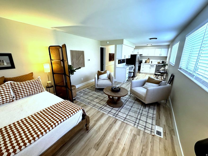 This beautifully remodeled studio condo is located in highly desirable Holladay, just a short walk to downtown Holladay's restaurants, movie theater, and boutique shopping. Enjoy quick freeway access and easy trips to Millcreek and Big Cottonwood Canyons. The unit just underwent a top to bottom remodel, offering a clean, modern feel while maintaining the charm of the community. Another great feature is the laundry room that sits just outside this unit's door. Set within peaceful, well-maintained grounds with mature landscaping and a welcoming atmosphere, this ground-level home benefits from natural temperature efficiency-staying cool in the summer and warm in the winter-helping keep utility costs low. A truly turn-key opportunity to own in a prime location with minimal overhead and exceptional lifestyle convenience.