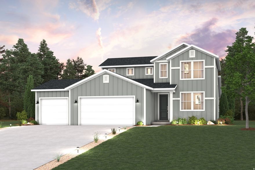 No HOA! Discover the Lassen floor plan with a main-level primary suite and functional two-story layout. This home offers 3 bedrooms, 2.5 baths, an office, and a large loft. The kitchen features a large island, walk-in pantry, quartz countertops, and stainless steel appliances, opening to the dining area, great room, and sunroom. The main-level owner's suite includes dual vanities, a soaking tub, separate shower, and walk-in closet.3-car garage with a third bay featuring a 10' tall garage door. Mudroom and laundry just off the garage entry. Unfinished basement with 9' ceilings for future expansion or storage. Ideally located near shopping, dining, and everyday conveniences.