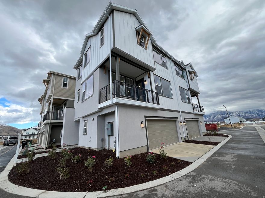 Model home hours are Tuesday-Saturday from 10am-5pm, see video link for virtual tour or ask about our self guided tour option!This stunning 3-bedroom, 2.5-bath twin home nestled in one of Springville's most desirable neighborhoods. Step inside to discover an inviting open-concept layout featuring soaring 10-foot ceilings, an abundance of natural light, and a seamless flow between the kitchen, living, and dining areas-ideal for both everyday living and entertaining. The modern kitchen boasts elegant quartz countertops, stainless steel appliances, and a spacious island, while the dining area opens directly onto a private deck with amazing views. With only one shared wall and plenty of windows, this home feels more like a single-family residence, offering privacy and a bright, airy atmosphere throughout. Located just steps from a brand-new city park and surrounded by scenic walking trails, this home offers the perfect blend of convenience, comfort, and outdoor beauty!