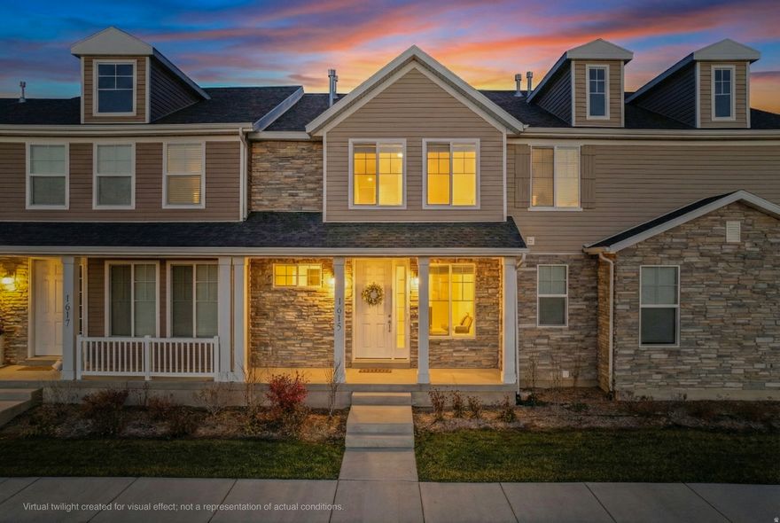 Come check out this beautiful townhouse! The home is ideally located with quick freeway access just minutes away, while still being surrounded by open, spacious land that gives the area a peaceful feel. A nearby walking path leads directly to a large park, and there is also a fun playground located within the community.  When the owner built the home, they chose the $10,000 upgraded package, which includes white cabinetry, upgraded light fixtures, and upgraded countertops in both the kitchen and bathrooms. These upgrades create a bright, open, and inviting atmosphere throughout the home. The property also features custom shades with great functionality and added style.  Although the home is listed as built in 2021, it was not completed and sold until January 2023, making it barely lived in. The carpet is in pristine condition and has never had shoes worn on it. Another standout feature is the attic, which offers an impressive amount of storage and includes additional built-in shelving-an upgrade not found in surrounding homes.