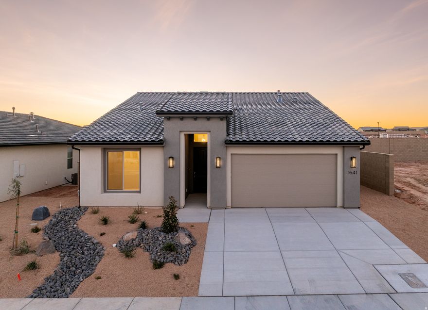 Discover the Mojave floor plan, a thoughtfully designed home offering 3 bedrooms and 2 bathrooms within 1,840 square feet of elegant living space. This listing is still available for design and photos included are just renderings of similar home. With tall ceilings and a spacious side patio just off the kitchen, this home maximizes your indoor and outdoor dining experience. The contemporary kitchen features optional gourmet enhancements, while the primary suite boasts a luxurious ensuite bathroom. Embrace the vibrant lifestyle in the Solis community, where resort-style amenities elevate your everyday living.