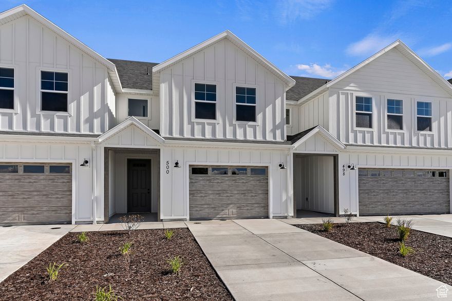 Massive new incentives! This is the last available home of this floorplan  in this phase! Fully landscaped yard, shed, electric lawn mower, blinds, washer/dryer, & fridge INCLUDED with price of home! Open house at Model Home located at 503 N 475 W Lindon. Move-in ready! 2-story mid lot w/ 1-car garage and 848 sq ft fully privacy fenced. 1 GB fiber internet included in HOA. Home already has many upgrades: walk-in pantry, farm sink, quartz counters, LVP, upgraded carpet. Plan has spacious loft, full size laundry, primary walk-in closet, 9' ceilings, EV outlet & tons of storage. More than ample parking for the community. Small neighborhood feel.