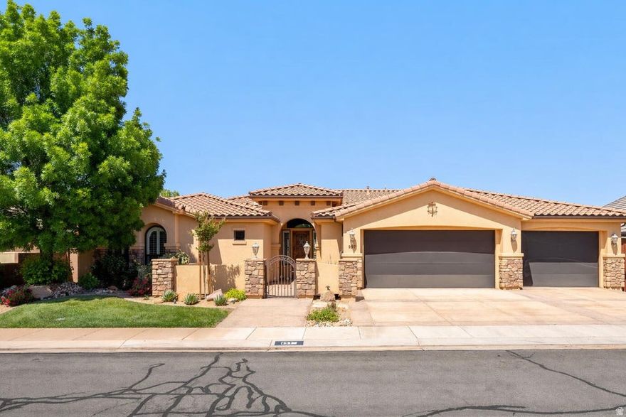 This beautifully maintained 2,600 SqFt rambler offers the perfect blend of space, comfort, and thoughtful design. From the moment you step inside, you'll notice the expansive layout with large, open rooms and soaring vaulted ceilings that create an airy, inviting atmosphere. The chef's kitchen is the heart of the home, featuring ample workspace, quality finishes, and seamless flow into the main living areas, ideal for both everyday living and entertaining. The private master suite is a true retreat, complete with a dedicated office space attached, perfect for working from home or creating a quiet escape. Outside, the property continues to impress with professionally designed landscaping, a fully fenced yard, and a setting tucked within a quiet, private neighborhood. The oversized three-and-a-half-car garage provides plenty of room for vehicles, storage, and toys. Every detail of this home reflects pride of ownership, clean, cared for, and move-in ready. Located in an amazing community with amenities including a pickleball court, putting green, pool, kiddie pool, lazy river, playground, and more! Buyer to verify all information, deemed reliable, however buyer to verify all info including utilities, rental restrictions, and HOA information if applicable.