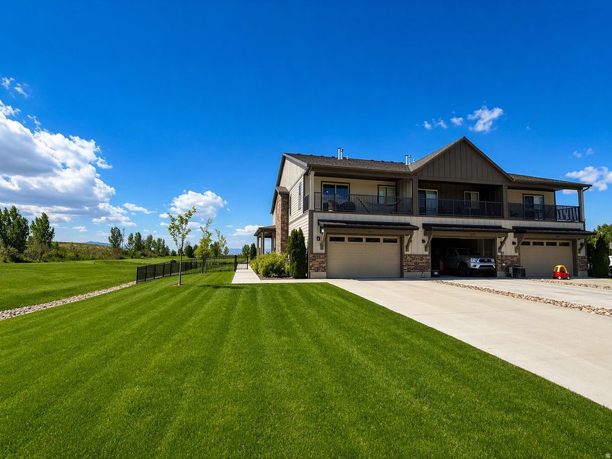 Experience elevated living in the highly sought-after Springwater Point at Sleepy Ridge community in Orem! This stunning 2-story townhome with a full basement offers 4 bedrooms, 3.5 bathrooms, and a 2-car garage with an extended driveway for ample parking. Flooded with natural light, the home features expansive windows showcasing breathtaking views of the Sleepy Ridge Golf Course from nearly every room. Enjoy seamless indoor-outdoor living with patios on every side, perfect for taking in the serene surroundings. Inside, you'll find a warm and inviting layout complete with a cozy fireplace, spacious living areas, and functional design ideal for both relaxing and entertaining. The beautifully maintained shared green space enhances the open feel while providing low-maintenance living. Located directly on the golf course in one of Orem's most desirable communities, this home offers a rare combination of views, space, and lifestyle.