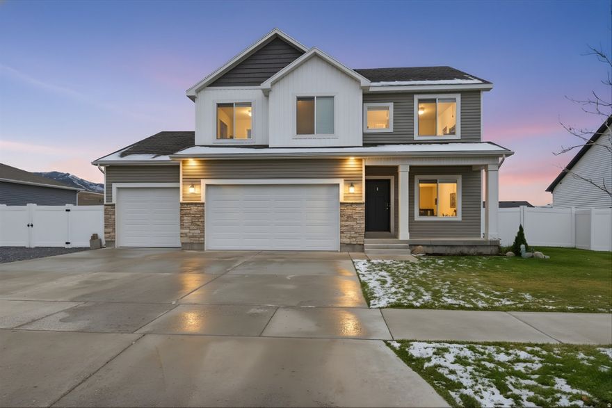 Discover the perfect blend of space and potential in this inviting 4-bedroom, 2-bathroom home, ideally situated on a generous 0.23-acre lot in the welcoming community of Hyrum, Utah. Boasting a substantial 3,545 square feet of living space, this home offers plenty of room for families to grow and thrive. The finished areas provide comfortable living, while the unfinished basement presents an incredible opportunity to customize and increase your finished square footage and home value exactly to your specifications-think home theater, gym, or additional bedrooms! The basement included framing and electricity, as well as connections for a kitchenette installation. The exterior features finished landscaping, providing immediate curb appeal and saving you the time and expense of initial yard work. Enjoy easy outdoor living with the yard already set up for enjoyment. This property offers size, a great location, and the unique chance to put your personal touch on the lower level. It's the perfect foundation for your next chapter. Square footage figures are provided as a courtesy estimate only. Buyer is advised to obtain an independent measurement.