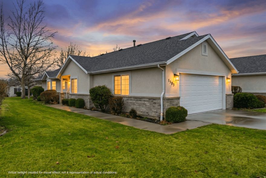 Great 55+ community quick access to I-15 at Provo Center Street. No-step entry to front door and no-step entry from the garage. Good area for outdoor walking. Close to shopping, restaurants, and medical services. Beautiful mountain views. Walk in tub and oversize water heater so plenty of hot water to fill the tub. No yard work required and a nice quiet area of Provo.