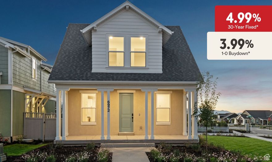 **3.99% RATE BUYDOWN: Qualifies for 3.99% for the first year and 4.99% PERMANENT buydown!! (call agent for details)** Welcome to the Alden floor plan, a stunning home in beautiful Daybreak, perfectly situated on a huge corner lot facing a community courtyard, and just around the corner from The Watercourse and a community park, making this a premier location. On the main floor you'll find a convenient half bath, the kitchen features GE stainless steel appliances, soft-close cabinets, a stylish backsplash, and an expansive area for dining. Upstairs, large secondary bedrooms with flex areas provide plenty of space, vaulted ceilings in the primary bedroom enhance the spacious feel, while upgraded flooring and designer lighting elevate every inch of this home. Plus, with a 2-year builder warranty and a 10-year structural warranty, you'll enjoy lasting quality and peace of mind for years to come! Schedule a showing today! Buyer and buyer's agent to verify all information.***Model Home Sales office located at: 6656 W Key Largo Way