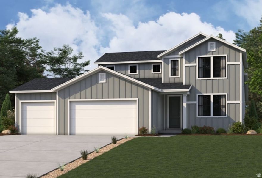 The Lassen in the Estates at Pinnacles at Eagle Mountain takes gold for fantastic design! This modern floor plan showcases an open kitchen that flows into a dining area and a great room-it's the perfect layout for entertaining. The primary suite is conveniently located on the main level, boasting a walk-in closet and a deluxe bath with dual vanities, a walk-in shower, and a soaking tub. Three additional bedrooms upstairs offer walk-in closets rounds out the second floor. Also includes main-floor study and mudroom, and an unfinished lower level.