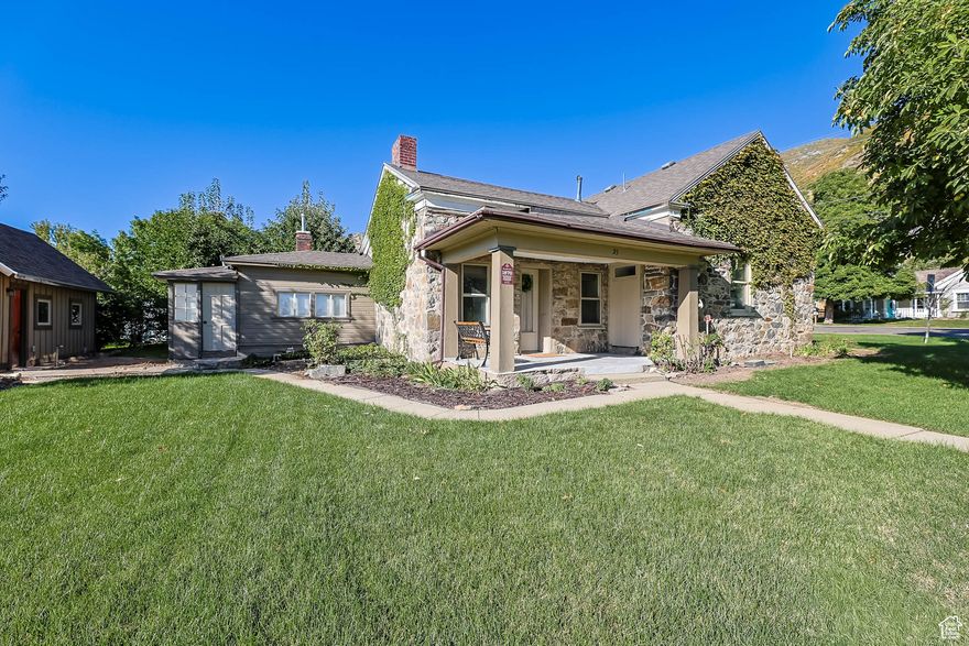 Own a Part of History & This One of a Kind Rock Home in the Heart of Farmington! * Old World Charm with High Ceilings (10-12 Feet) * Newer Roof * New Garage (10 years) * Updated Kitchen with Custom Cabinets * Updated Paint * Newer Carpet (Hardwood Floors Under Some of the Carpet) * Nice Covered Front Porch to Sit and Relax* Duplex Opened Up to a Single Family - Easy to Convert to Have a Mother in Law or ADU * Room to Add a 4th Bedroom in the 2nd Family Room Space or Use as a Formal Dining * Plumbing Is Still There For a 2nd Kitchen or Keep as a Primary Suite with it's Own Bath & Laundry * Two Laundry Areas - Stackable Washer/Dryer Included * Many, Many Updates, but Bring Your Handy Buyers Who Aren't Afraid of Some More Work as There are Still Things to Do * Being Sold As Is * Bring All Offers!