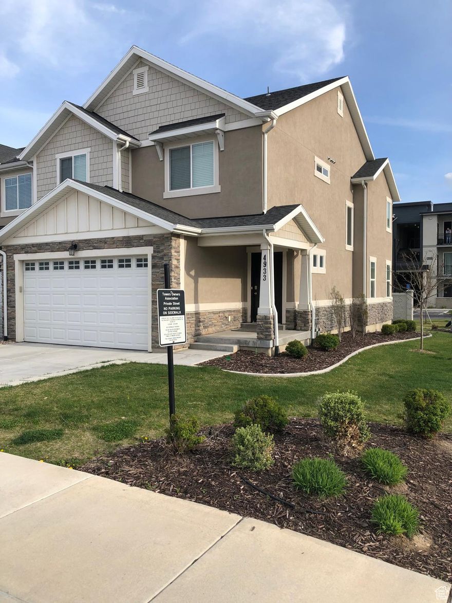 4 Bedroom, 2.5 Bathroom End Unit Townhome in The Towers Riverton Community.  Open Floor Plan with Upgraded Laminate Flooring. Stunning Kitchen complete with Quartz Countertops, Stainless Steel Appliances with Large Central Island and Closet Pantry.  Dining Nook has Glass Door to the Back Yard.  Primary Bedroom has Vaulted Ceilings and attached En Suite Bathroom and Walk In Closet. 3 Additional 2nd Level Bedrooms, Full Hall Bathroom and Dedicated Laundry Room. Room to grow in the unfinished basement.   Amazing location close to Shopping Dining and Easy Main Road Access. HOA Amenities Include Clubhouse, Shared Park Space with Playground.   Square footage figures are provided as a courtesy estimate only.  Buyer is advised to obtain an independent measurement.
