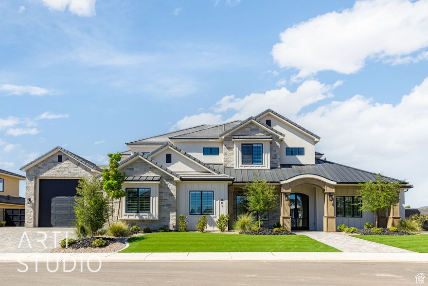 Remarkable & timeless home in the desirable Queensridge neighborhood. Expansive yard on just under 1/2 acre with pickleball & basketball court, salt-water pool with spa & motorized cover, mature palm trees & big turf area. Rare1,774 sq ft garage, with a 14' tall RV door & 40' deep. Chef's kitchen with professional grade Monogram appliance package, dual dishwashers, walk-in pantry & 12' sliding glass door in the great room creating fantastic indoor-outdoor living. Each bedroom boasts an en-suite bathroom, 10' ceilings on both floors, complete with an office & second bedroom on the main floor. Designed for ultimate comfort and style, theprimary bedroomfeatures a 12' sliding glass door, spa-like bathroom & professional closet system. Large living room upstairs + a dedicated laundry room. Notice the consistent attention to detail throughout home with motorized blinds, plantation shutters & ample storage. Owner Agent.