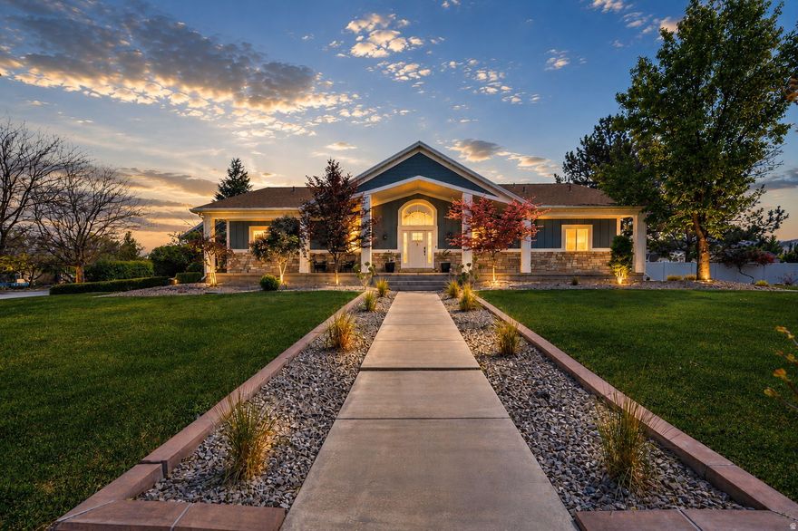 This expansive estate has an open floor plan with vaulted ceilings - 1.56 acres completely landscaped and fully fenced - 1,800 detached garage/shop - 3-car attached garage - All the extras are here; paid 9.5 kW solar, above-ground hot tub, permanent greenhouse, expansive sprinklered fully fenced garden with raised beds and fruit trees, fenced chicken coop, kids' playhouse or she shed, permanent year-round app-controlled exterior lighting, water softener, central vac, secondary water. Up to 6 horses are allowed on the property, new secondary sprinkler pump and fully automatic sprinkler pump filtration system, large master closet, walkout basement with mother-in-law apartment, 3 gas fireplaces, extra insulation, quiet cul-de-sac - Covered deck is perfect for evening dinners and entertaining.