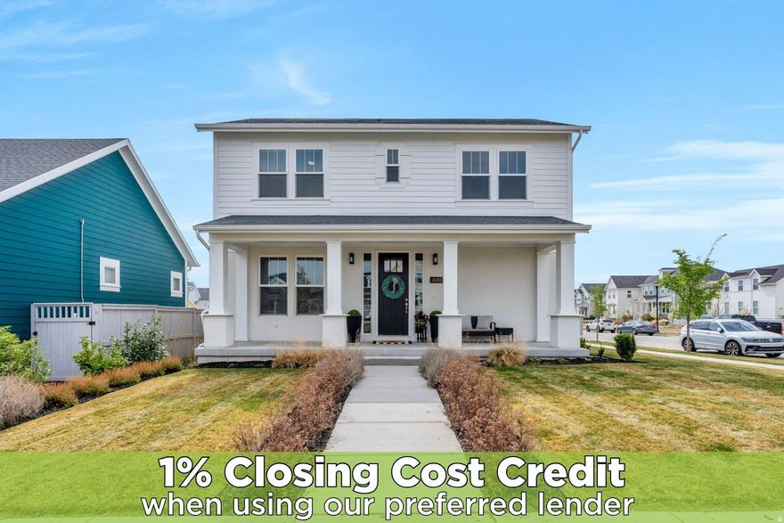 Welcome to this beautiful  Daybreak home, ideally located on a desirable corner lot less than a block from Highland Park, The Spoke, and the Watercourse, offering unbeatable access to trails, green space, and all that this vibrant community has to offer.  Step inside to find an abundance of natural light flowing throughout the home, highlighting the thoughtful layout that includes both a formal living room and a comfortable family room, perfect for everyday living and entertaining. The stunning kitchen features stainless steel appliances, granite countertops, a stylish mosaic tile backsplash, and eye-catching two-tone cabinetry.  The spacious primary suite offers a true retreat with a large walk-in closet and an ensuite bathroom complete with a double vanity and sleek euro shower.  Enjoy outdoor living year-round with a covered front porch and covered side patio, complete with a gas line for your grill, ideal for hosting. The side yard offers the potential to be fully fenced, adding even more functionality and privacy.  Additional highlights include a rare 3-car garage configuration (2-car plus an attached 1-car), and a tankless water heater for added efficiency.  This home combines comfort, style, and an unbeatable location. Don't miss your chance to live in the heart of Daybreak!