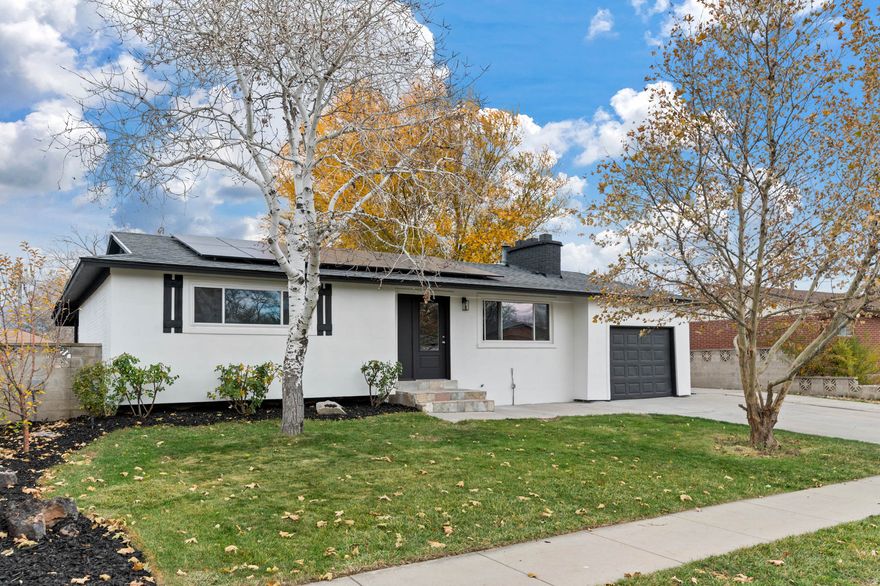 Gorgeous remodel! This home features updated Kitchen and baths, cozy fireplace, and wonderful decorator touches. NEW KITCHEN, ROOF, BATHS, HVAC, FLOORING, PAINT ETC...  THROUGHOUT. HUGE rear covered patio just waiting for your entertaining. FULLY LANDSCAPED YARD WITH SPRINKLERS. Large mature trees surround the home for added privacy. FULLY PAID SOLAR SYSTEM INCLUDED. CHEAP CHEAP ELECTRICAL BILLS. Close to parks, rec center, shopping and restaurants. This is the one! SEE TODAY!