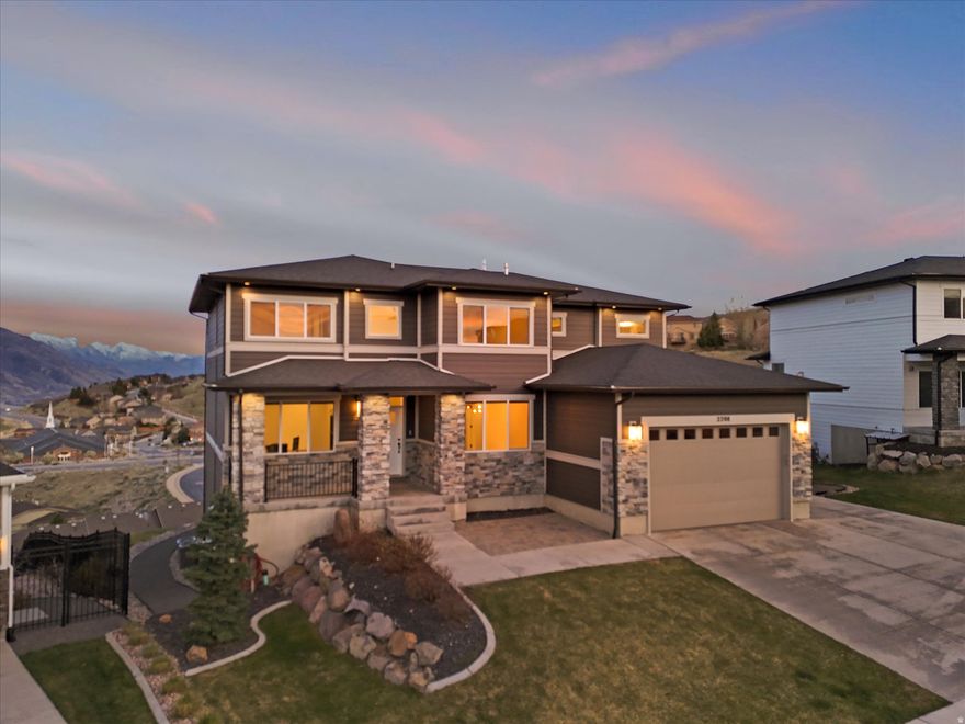 OPEN HOUSE Saturday May 23, 11AM-1PM.  Enjoy unobstructed mountain views from your large, private covered deck and from nearly every room in the house. Perched within the SunCrest community of Draper, this home is fully move-in ready, with all new carpet, all new paint, and several updates in early 2026. The vaulted great room ceiling, whole-home interior/exterior surround sound (controlled via app), and gourmet kitchen add to the luxurious feel of this mountain oasis, where you are steps from world-class hiking and biking trails. The owner's association adds value with paid-for cable & internet, and an exclusive clubhouse gym and pool, including a large water slide and lazy river. Minutes from I-15 and 30 minutes to Salt Lake International, wherever you are going, you can get there from this beautiful home in the mountain community of SunCrest. Owner is a relative of a licensed real estate agent. Buyer to verify all.
