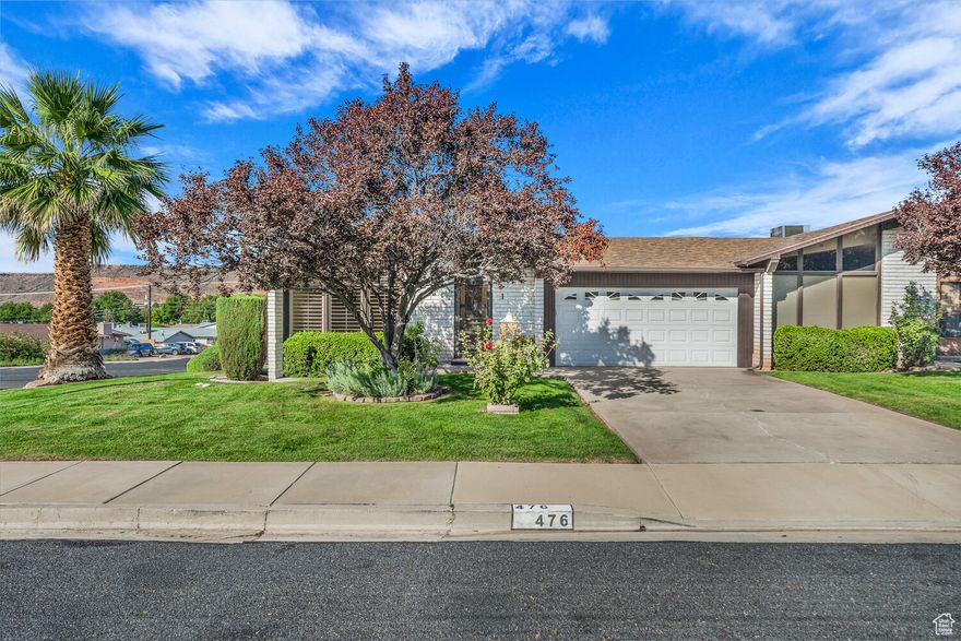 Don't miss this rare opportunity to own a cozy downtown home in the heart of St. George! You'll have everything you need within walking distance, including shopping, restaurants, schools, gyms, parks, hiking, and more. Enjoy single level living on a low maintenance corner lot. Inside, you'll find a beautifully remodeled kitchen, expansive windows with high-end shutters, and a large fireplace to make you feel right at home. Open floorplan with 2 bedrooms + a den that could easily be converted into a 3rd bedroom. Unwind in your own private courtyard with additional storage space. HOA includes exterior building insurance and yard maintenance.
