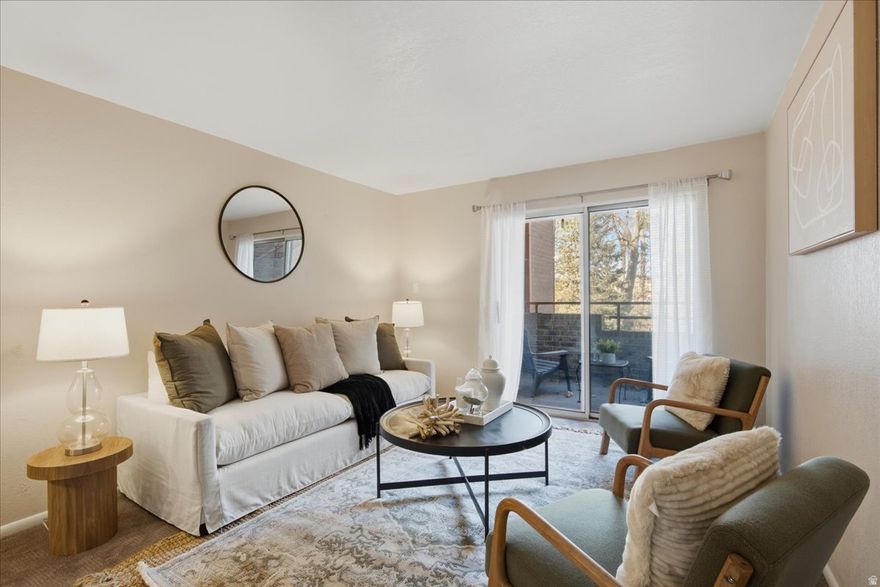 BACK ON MARKET, BUYER FINANCING FAILED!  Discover this beautifully updated 1-bedroom, 1-bathroom condo nestled in the vibrant heart of Holladay. This exquisite condo showcases new furnace and air conditioning, an updated kitchen and bathroom, enhanced lighting, and new flooring throughout. Enjoy the spacious bedroom, complete with generous closet space, providing ample storage for all your needs. Step outside to the inviting open porch, perfect for entertaining with room for a BBQ and cozy seating area. Plus, you'll appreciate the abundance of guest parking available. The serene backdrop of tall pines and a gentle stream along the property creates a tranquil oasis, offering privacy and peace. Located in a prime area poised for growth, this condo stands to appreciate in value with the exciting Holladay Hills Development set to rise just across the street (https://holladayhills.com/info). Trader Joes, a fitness studio, and several restaurants all within walking distance! Megaplex luxury movie theatre, Don't miss this exceptional opportunity- all appliances are included in the sale. ** Listing Incentive: Receive a free 1-0 buydown, giving you a 1% lower interest rate for the first year. Incentive offered by Nikko Denis at Intercap Lending. Terms and conditions apply. Buyer must qualify. Rates subject to change without notice.** Call us today to schedule your showing!