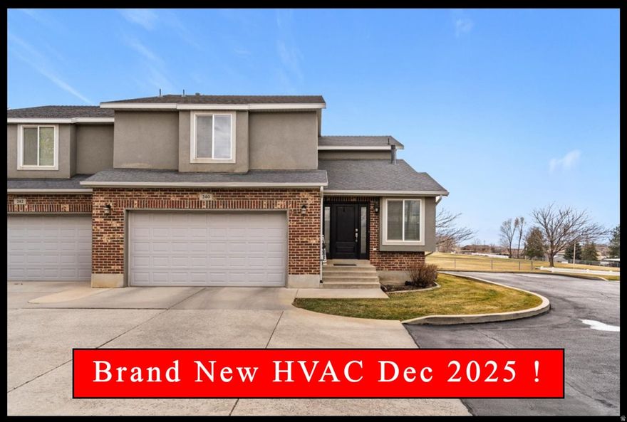 A Rare Find in this desirable small 8-unit community! This lovingly maintained home features brand new HVAC in Dec 2025, updated random-width hardwood floors and granite counters. The formal living room has lots of natural light from the corner windows and shares a see-through gas log fireplace with the family room, efficient kitchen with wood cabinets / tile backsplash / center island / pantry, large dining area and half bath complete the main level. Upstairs has the primary bedroom with vaulted ceilings and ensuite with dual sinks / jetted tub and separate shower / walk-in closet, two comfortable bedrooms and 1 full bath plus laundry. Finished basement has generous family room, additional bedroom and 1 full bath. Home backs to elementary school with walking path, easy access to the interstate. Schedule via Aligned Showings.