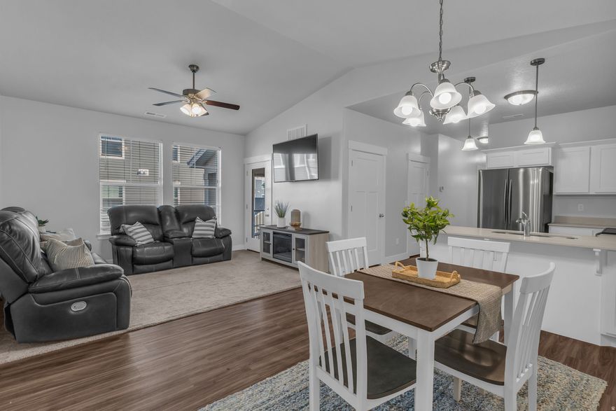 Top-floor vibes and zero upstairs neighbors! This meticulously maintained, 3-bed, 2-bath condo offers a "like-new" feel without the new construction wait and price tag. The airy layout features vaulted ceilings and a private covered balcony overlooking the park: perfect for a WFH sanctuary or a roommate-ready "house hack." Enjoy an amazing lifestyle with a community pool, gym, and parks, while pickleball courts, a dog park, and miles of walking trails are just down the street. You're perfectly positioned near Utah Lake and Thanksgiving Point, with quick access to the updated Mountain View Corridor, Pony Express Pkwy, and Pioneer Crossing for an easy commute to Silicon Slopes. Includes a 1-car garage and full driveway. Modern, quiet, and move-in ready, this is the ultimate lifestyle upgrade. **All information is deemed reliable, but is not guaranteed. The buyer is responsible to verify all listing information, including square footage, to the buyer's own satisfaction. **Please reach out to co-agent, Nicole Kampenhout, for all questions, showings, or offers.**