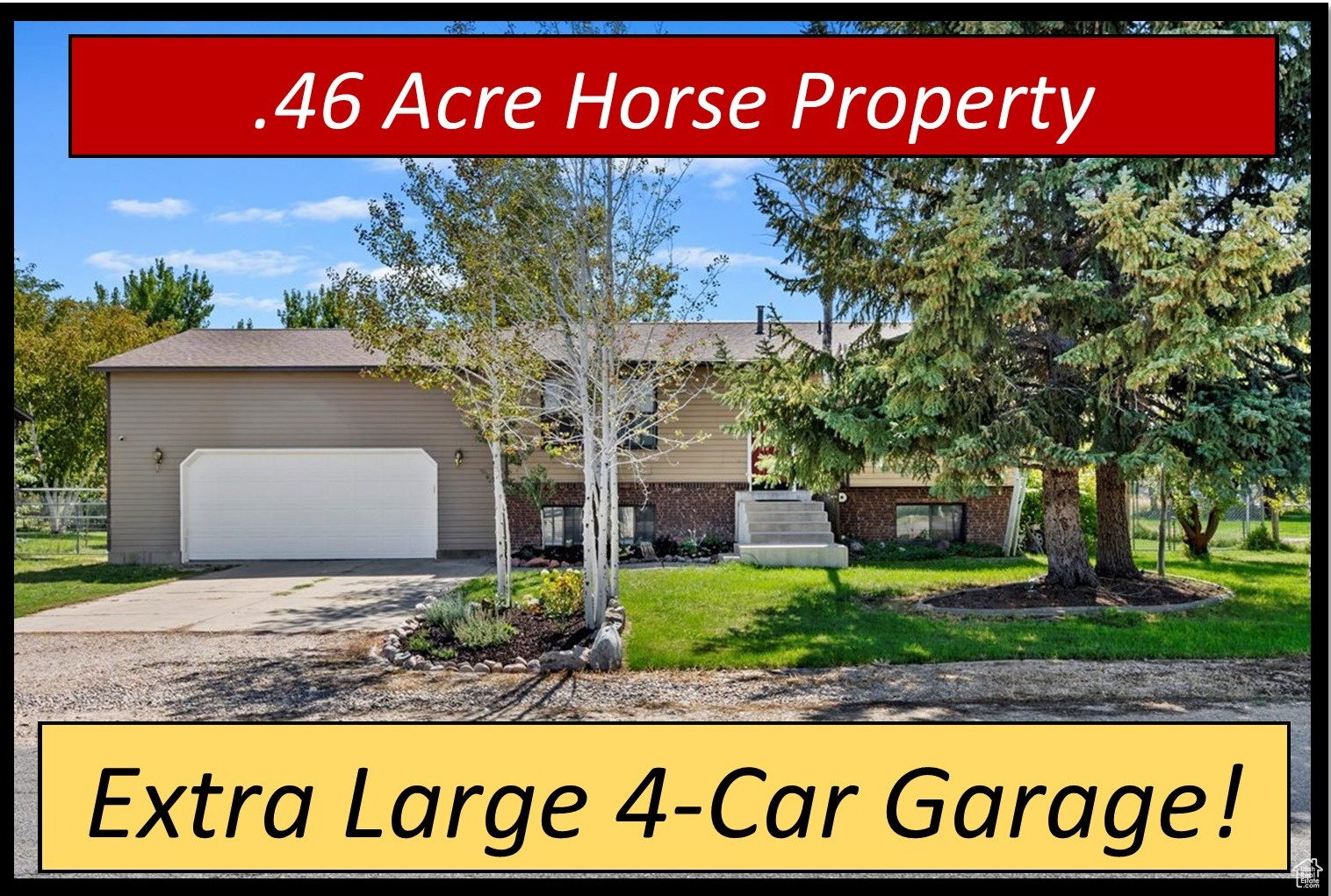 Improved Price! A Rare Find in this updated home on .46 acre! Handsome exterior of brick and siding, lovely landscaping with mature trees. Inside features decorative archway into the living room and dining room with vaulted ceilings, wainscoting and modern ceiling fans, expansive updated kitchen with tons of storage in the hickory cabinets adding warmth and timeless style / center island / walk-in pantry / desirable gas range / SS appliances (refrigerator is included!), spacious dining area, French doors to the large covered composite deck, office/bedroom with lots of natural light, and 3/4 bath complete the main level. Upstairs has additional family room with gas log fireplace and built-in bookcase, plus a dedicated mini-split system for efficient heating and cooling. Finished basement has primary bedroom with walk-in closet, 2 additional large bedrooms, 1 full bath with hammered copper sink, and laundry room with elect and gas dryer hookups (washer and dryer are included!). Huge 4-car garage/workshop, 30-amp RV elect hookup ready for your trailer or motorhome, fully fenced yard with firepit, no rear neighbors as home backs to public park with lots of green space. Blazing Fast Internet UTOPIA Fiber service with up to 10-Gig speeds direct to the home. Smart Home Ready Ubiquiti WiFi access points and security cameras can remain for seamless coverage; network switch and Network video recorder are negotiable. Per West Point zoning - can have 1 horse or cow. Schedule via Aligned Showings.