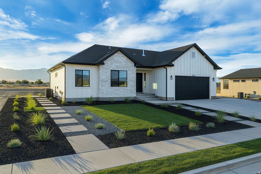 Fall in love with a home designed to make everyday living feel special. The main level offers two comfortable bedrooms, a chef-inspired gourmet kitchen perfect for gathering and entertaining, and a spacious primary suite created for rest and relaxation. Every space is thoughtfully designed to balance comfort, functionality, and style. The impressive 4-car garage provides plenty of room for vehicles, hobbies, storage, and all your weekend toys. Step outside and take in the breathtaking views of Deseret Peak, a daily reminder of why this location is so special. This is more than just a home-it's a place to settle in, unwind, and enjoy the lifestyle you've been waiting for. Schedule your showing today and experience it for yourself. Square footage figures are provided as a courtesy estimate only and were obtained from the plans. Buyer is advised to obtain an independent measurement.