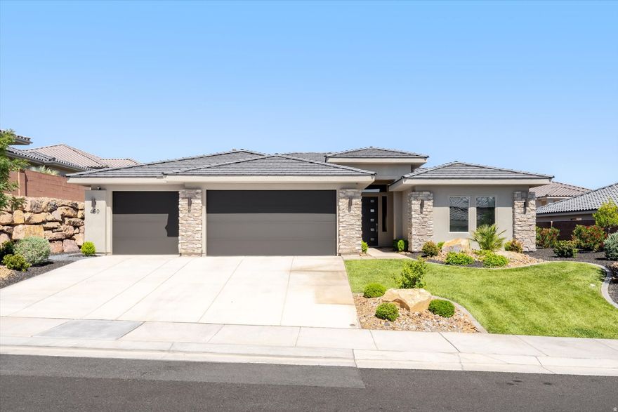 2024 single-story in Varano Vistas at Divario. 3 bed + office, 3 full bath, 2,228 sf. Dedicated home office. Private walled backyard. Modern finishes, zero maintenance.
