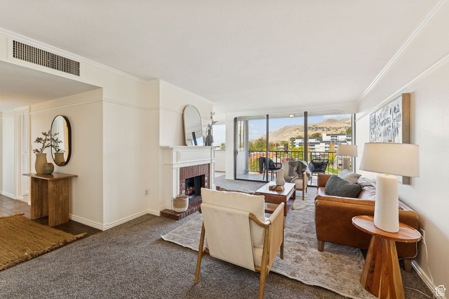 ***SIGNIFICANT PRICE REDUCTION TO 350,000!*** Enjoy direct Utah State Capitol views from this bright 8th-floor Zion Summit condo featuring one bedroom, two bathrooms, and expansive windows showcasing mountain and skyline views. Open living and dining spaces lead to a private balcony perfect for relaxing at sunrise or sunset. Recent updates include new paint, freshly cleaned carpets, resurfaced bathtub, updated lighting, and a new refrigerator. Several items from the building assessment have begun, providing added future value. Assessment has been paid by seller. The oversized primary suite includes a walk-in closet, fireplace, and two full bathrooms. Laundry is conveniently located just down the hall. Secure building with covered parking, pool, fitness room, community lounge, and on-site management. HOA covers nearly everything except electricity and internet. Prime access to Memory Grove Park, City Creek Canyon, the State Capitol, Main Street, Trax, and downtown amenities. Schedule your showing today!  Square footage figures are provided as a courtesy estimate only and were obtained from county records. Buyer is advised to obtain an independent measurement.