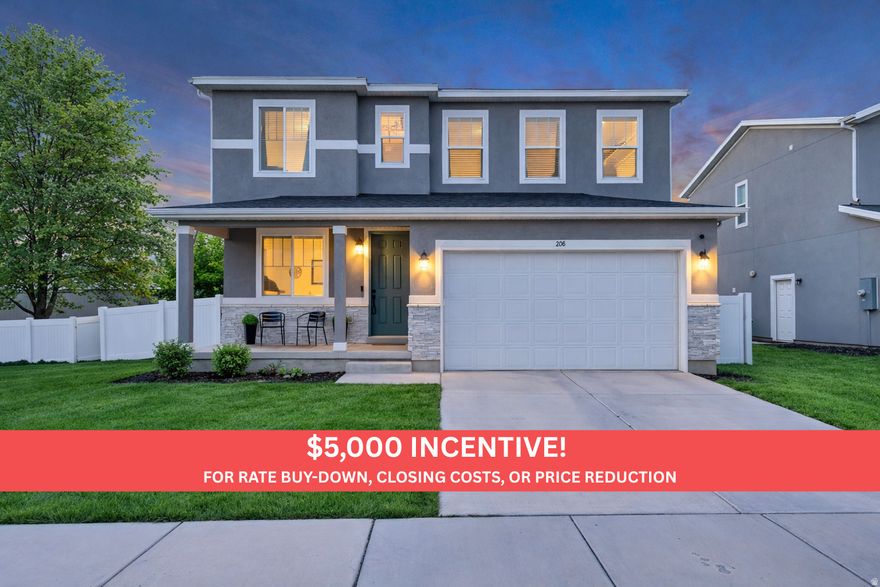 $5,000 SELLER INCENTIVE! CASH for CLOSING COSTS or RATE BUY-DOWN or TAKE PURCHASE PRICE to $519,900!  Skip the roughly $30K you'll need right after buying new construction: Sprinklers, Landscaping, and Fencing, along with possible rising HOA fees as the community is completed.  WITH THIS HOME YOU GET ALL OF THIS, plus the new gazebo and yard shed, and NO HOA fee ever - saving you much more in the end!  Skip the wait (and dirt) and begin enjoying this modern, meticulously cared-for, newer home now.  Open floor plan, 9' ceilings, spacious gourmet kitchen with granite countertops, expansive pantry, luxury vinyl plank flooring throughout the main floor, enormous amounts of 6' tall storage under entire main floor, three roomy bedrooms with walk-in closets, an open loft area for a "second" family room, your primary suite featuring a spacious walk-in shower and truly oversized closet, and fiber and ethernet providing fast internet.  A beautiful open space borders this lot, including a huge mature tree that graciously provides beautiful shade, perfect for outdoor entertainment and relaxation in the evening.  Peaceful, non-congested neighborhood with spacious open mountain views, two parks nearby, and miles of scenic walking trails.  Seller is motivated. Don't miss the chance to MOVE IN, ENJOY YOUR YARD, AND START LIVING!