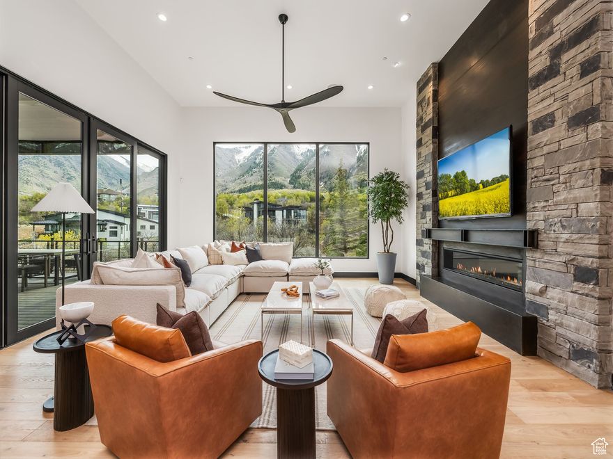 As we wrap up a remarkable year at Summit Creek, we're releasing one final opportunity, an exclusive offering at a newly adjusted price available through December only! Parade Home offered at $2.19M! Situated on a premium lot with panoramic views of the surrounding mountains and valleys, the home features an open concept layout with vaulted ceilings, expansive windows, and seamless indoor-outdoor flow. Heated flooring runs throughout the entire home, adding warmth and comfort to it's modern mountain design, with a heated driveway available. The gourmet kitchen is equipped with top of the line stainless steel appliances, a large center island, quartz countertops, and custom cabinetry, while the spacious great room centers around a striking fireplace that invites cozy gatherings. The primary suite offers a spa-like sanctuary complete with a private balcony, freestanding soaking tub, and stunning finishes. Outdoor living is elevated with an expansive deck, covered patio, hot tub, and built-in fire feature all designed to take full advantage of the breathtaking setting. With smart home technology, high-end craftsmanship, and exclusive access to Summit Creek's private clubhouse, pool, fitness center, and scenic trails, this one of a kind home is truly mountain modern perfection.