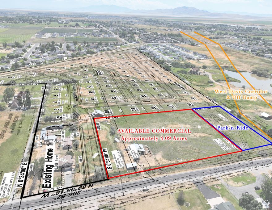 HIGHWAY COMMERCIAL...Touches West Davis Corridor Off-Ramp. This is the Front Portion of the 26.36 Acres Owned By This Owner. Approximately 4.09 Acres (May Vary Slightly Based Off of UDOT and City). Any Offers May Be Structured with a Price/Sq Ft, Then Adjust if Parcel is Larger or Smaller.