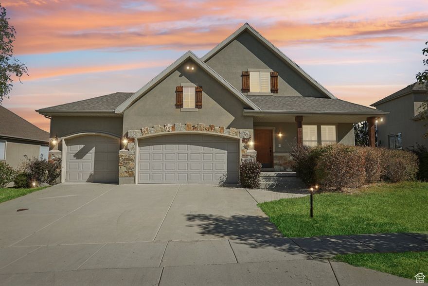 Breathtaking, unobstructed panoramic views and natural light abound in this exceptional Sandy home in The Ridge at Quail Hollow! Sunlight floods the home through oversized windows, highlighting high-end finishes like Australian eucalyptus, spotted gum hardwood floors, slate inlays, Italian verda rosa granite countertops, a butler pantry and a gourmet kitchen with a Viking side-by-side refrigerator, Viking freestanding gas 6-burner cooktop range and additional Thermador convection oven appliances.  The inviting great room includes a built-in 5-speaker Bose sound system for your entertainment center, and pre-wired to play music from the entertainment system in the Master Bedroom, upstairs recreation room and the basement den. The very large upstairs recreation room features multiple skylights, creating an airy, bright space perfect for relaxing or working. The spacious primary suite offers bay windows, a walk-in closet, and a spa-inspired bath. The walkout basement is framed for 3 more bedrooms (including a 2nd master), 2 full bathrooms and a den, and 10-ft ceilings. The basement offers the same incredible views, and is ready for your personal touch. Additional amenities include dual furnaces and hot water heaters, combining comfort with luxury in an unbeatable location close to skiing, hiking, and shopping. Buyer to verify all information.