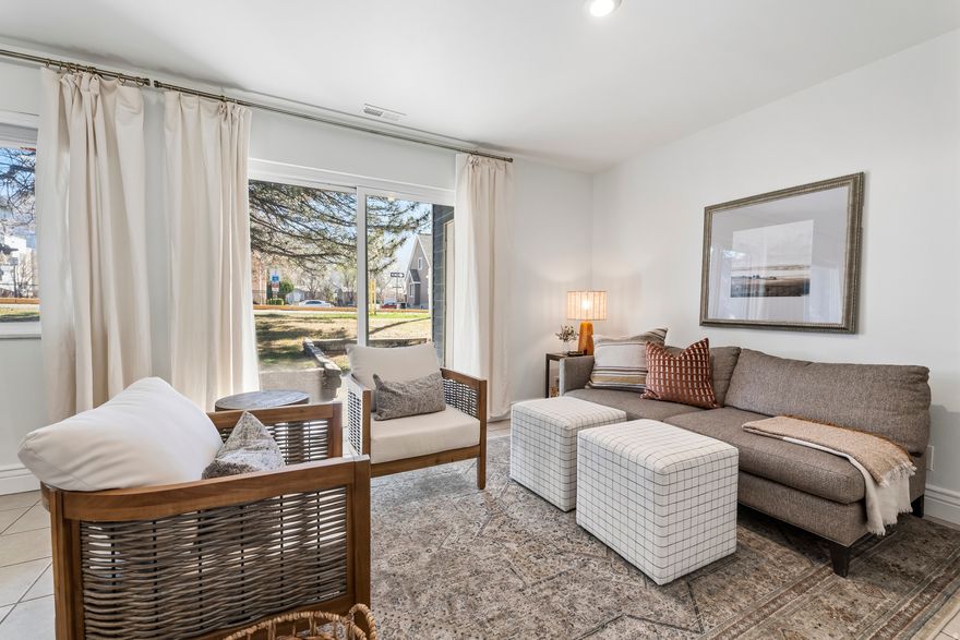 OPEN HOUSE SATURDAY MARCH 28 from 11 - 2 pm. Talk to my preferred lender to buy this home with a payment less than $2,000/month and 3% down. Ask about the option from Provo City to get a grant of $5,000 to use towards the down payment or closing costs. Whether you commute to Salt Lake, work locally, or attend BYU or UVU, you will appreciate the convenience and accessibility this property offers. The complex is pet friendly, which is a great bonus!  This 761 square foot unit features an updated kitchen with white cabinetry, stainless steel appliances, and a functional layout that makes great use of the space. Two tone paint adds a modern feel throughout, and newer vinyl windows plus a sliding glass door improve energy efficiency while bringing in natural light. Google Fiber is available, providing fast and reliable internet for remote work, school, or streaming. One of the advantages to this unit is that it is on the main floor. Easy for moving and hauling groceries.  You will also enjoy additional storage in the back porch closet, giving you extra space without sacrificing interior square footage. With two comfortable bedrooms and one full bathroom, this condo is a strong option for both owner occupants and investors.  Updated features, excellent location, and an attractive price point make this a smart opportunity in the heart of Provo.