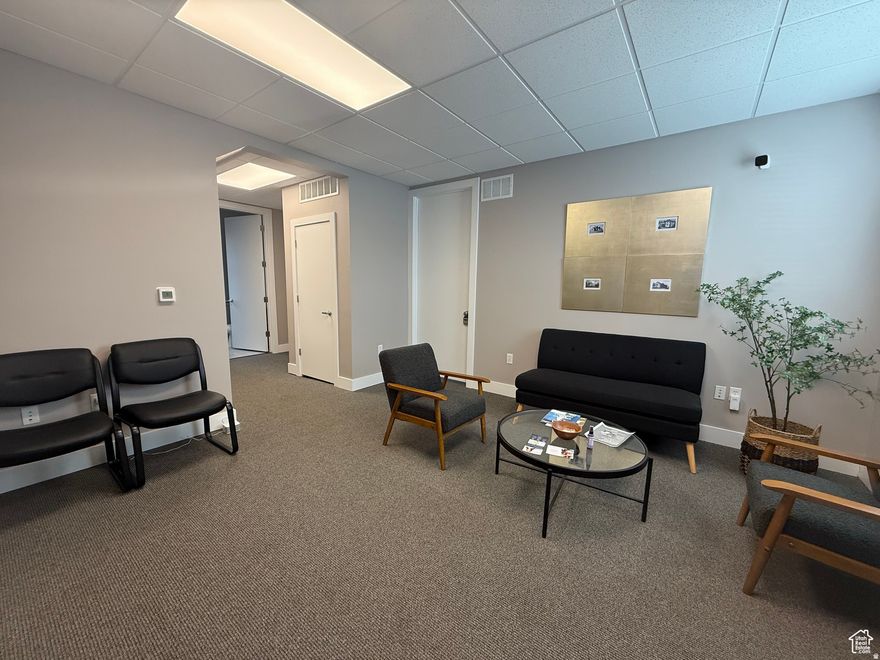 Townhome style office building with the entire main floor and part of the upstairs available for lease anytime in May!  The main floor has a lobby, a bathroom and three private offices- all furnished with built-in cabinets, desks & chairs, as well as, furnished lobby. The upstairs has a private office w/built-in cabinets, bathroom, break room and large conference room- furnished w/oversized table, chairs, and desks, wall-mounted tv and projector.  Each floor normally rents for $1550 and includes all utilities except for internet, however, preferred to rent both floors to one renter for a total of $2800.  Both floors have a lot of natural light and private locked entrances.  Owner/Agent.