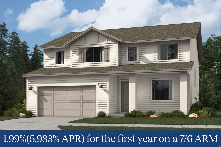 Parkway Fields - 4092 - Sequoia. Offering rates as low as 1.99%(5.983% APR) for the first year on a 7/6 ARM when financing through Lennar Mortgage! Estimated completion in December. This home offers 4 bedrooms, 2.5 bathrooms, a tandem three-car garage, vaulted ceilings, and a full, unfinished basement. The first floor offers a large family room, mudroom, dining area, and a kitchen that boasts white craftsman style cabinets with quartz countertops and stainless steel appliances, including the refrigerator! Upstairs you'll find 4 bedrooms, including the luxurious owner's suite with walk-in closet and a bathroom with dual vanities. Square footage figures are provided as a courtesy estimate only and were obtained from builder. Buyer is advised to obtain an independent measurement. Interior photos are of same style of home, but not the actual home. Rendering is for illustrative purposes only.