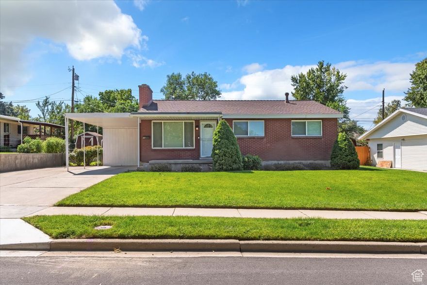 Enjoy the completely move-in-ready mid-century feel of this cute Bountiful home, or renovate and make it your own! You'll notice the care taken in this one owner home by the pristine original elements. Brand new blinds throughout, basement carpet and paint! Newer windows and bathroom remodels. Original hardwood floors run through main upper areas. Charming wood burning fireplaces are also stubbed for gas. Plentiful storage found in large closets, built-ins, multiple basement storage rooms and carport shed. Space between basement bedroom and utility area could easily be stubbed and converted into a bathroom. Great yard with full automatic sprinkling. Ideally located close to shopping, dining, I-15 access, multiple parks, and walkable to historic Main Street. Estate sale - sold as is.