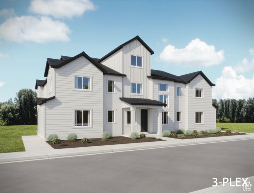 Welcome to the Jefferson plan, a thoughtfully designed townhome in the desirable Harmony Place community in Salem. The kitchen offers a stylish and functional layout with premium stainless steel gas appliances, quartz countertops, and 42" upper cabinets, creating a beautiful space for both cooking and entertaining.  The primary suite features a private ensuite with dual sinks, a shower/tub combo, granite countertops, and a door for added privacy. The secondary bath also includes an undermount sink, a shower/tub combo, and a granite countertop, while the powder bath features a pedestal sink for convenience. Additional highlights include 9-foot ceilings on the main floor, elegant railings, pre-plumbing for a future water softener, an 8-foot garage door, and a garage door keypad.  Residents of Harmony Place enjoy a vibrant lifestyle with access to a swimming pool and cabana, clubhouse, pickleball courts, and scenic walking trails, all located next to a large new city park currently under construction. The Jefferson plan offers comfort, quality, and community in one exceptional home.