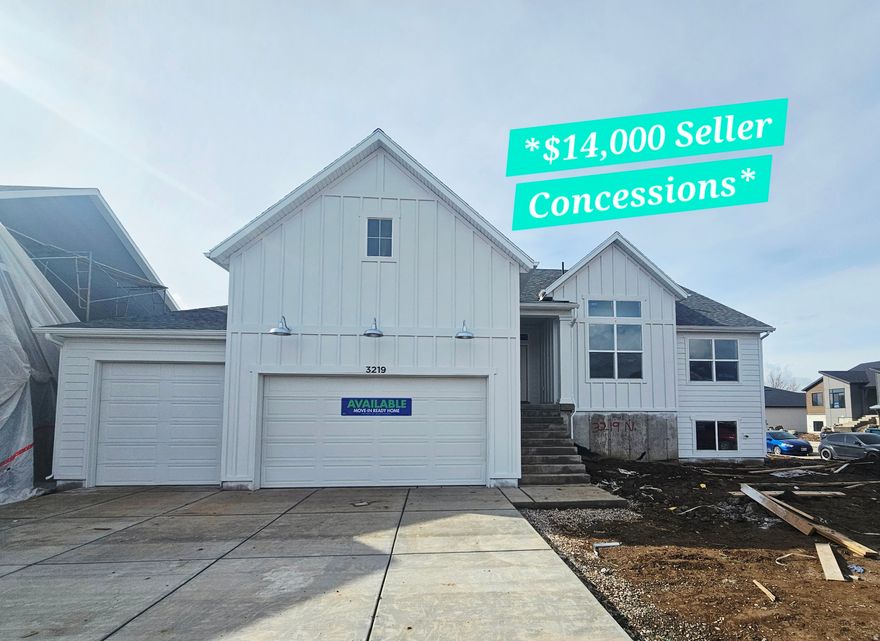 ** Front yard landscaping/fencing included as well as over $14,000 in incentives** Farmhouse rambler under construction loaded with features. A huge garage with a double deep 3rd bay (4 car garage), 9' main floor ceilings with tall windows, walk in pantry, covered trex deck, and more. Unfinished basement that has it's own entrance and is plumbed for a future kitchenette to allow for a variety of options to grow into or have a basement ADU. Home should be complete mid April. Incentives are with builders preferred lender. Home are selling fast, don't miss out on this one. Exterior photos are of a similar home with same colors.