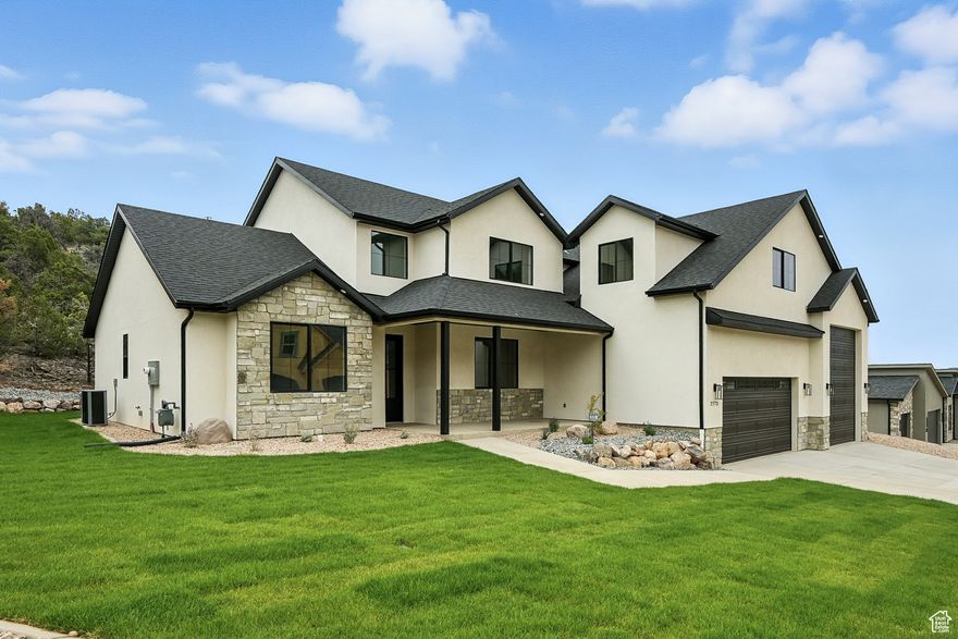 Brand New and Finished! Featuring 5 bed, 3 1/2 bath, 4 car garage, and sits sheltered from the wind within the highly desired Saddleback Ridge subdivision. Don't miss the TWO master bedrooms/bathrooms, one on the main floor and one upstairs. You won't forget the large great room that will help foster family memories for years to come. The upstairs bonus room will be great for entertaining with the built in wet-bar. Need storage? Don't worry, the 4 car RV garage has extra tall ceilings to allow for overhead storage. With only having 1 neighbor that borders the property line to the south, you will have privacy and seclusion. The nearly 148 acre nature park borders this home to the east with a trail that starts near the backyard of the house. Don't delay, come see today!