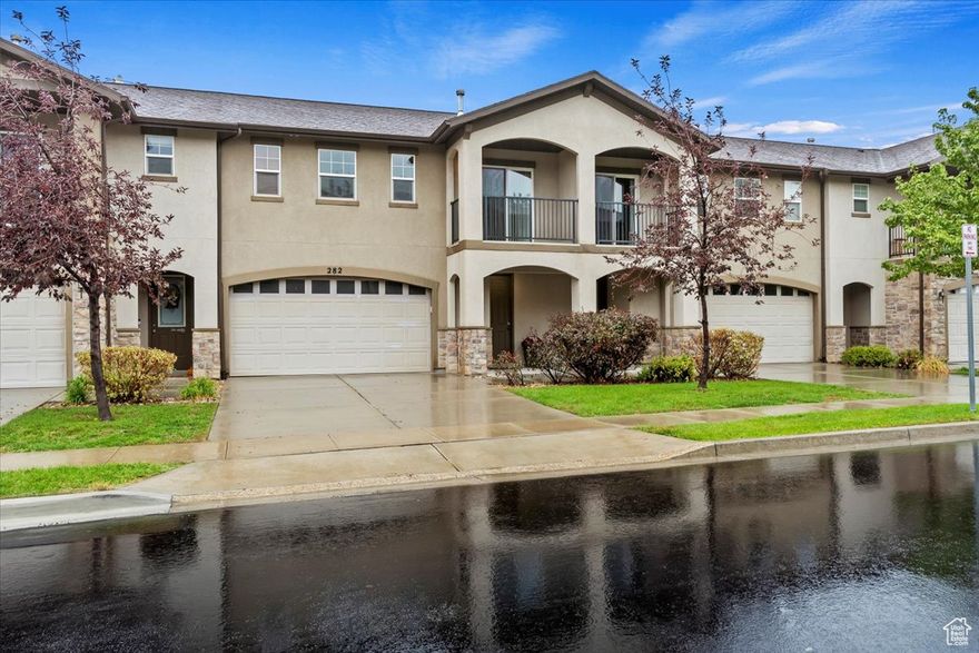 Beautiful move-in ready townhome in a highly sought after Centerville community. This home features 3-bedrooms, 2.5 baths, granite countertops, stainless steel appliances, and plenty of cabinetry. A private patio expands your living space outdoors. The spacious primary bedroom includes an en-suite bathroom with a large tub, separate shower, and a generous walk-in closet with customized organizers. Enjoy peaceful mornings or evenings on your private covered balcony. Two additional bedrooms are also well-sized, and the laundry is conveniently located upstairs. Two car garage with overhead storage. Prime location for commuters and outdoor enthusiasts alike. Perfectly located less than 20 minutes from the Salt Lake City airport and downtown, and minutes to ski resorts. Walk to top-rated schools, shopping, salons/spas, parks, and dining. Nearby attractions include Lagoon, Station Park, pickleball courts, hiking, biking, and ATV trails. Community amenities include a swimming pool, playground, snow removal, and beautifully maintained parks with a pavilion. Just 7 minutes to the Bountiful Recreation Center. Schedule your showing today!