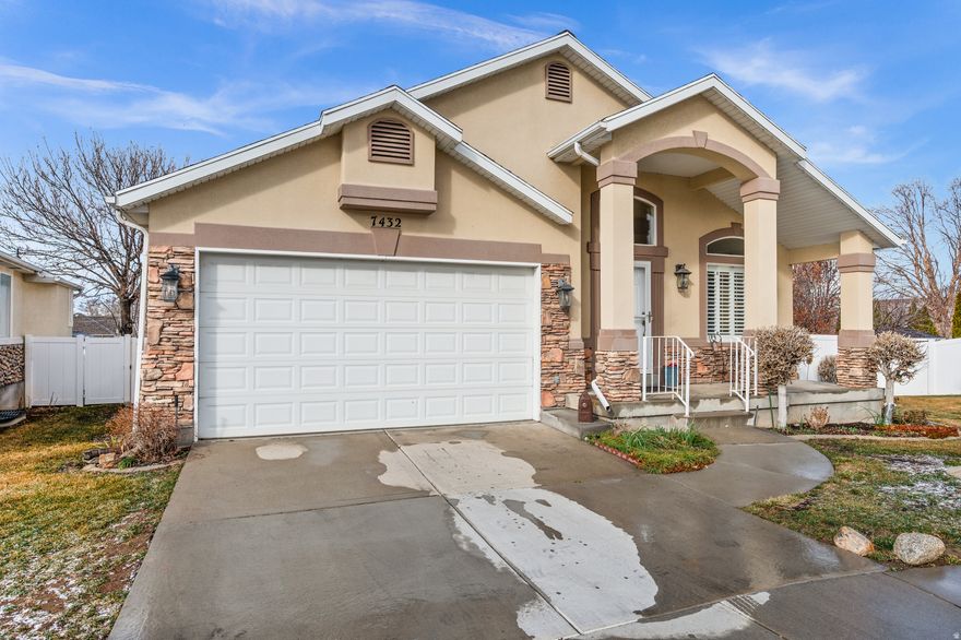 Located in quiet gated community!  Main floor living. Open floor plan with vaulted ceilings, large primary suite and bath, walk in closet + 1/2 bath and laundry. Kitchen walks out onto large deck with pergola + nice sized yard, gorgeous mountain views! Basement features large rec room, 2 bedrooms, full bath and a office/craft room + storage galore. 2 car attached garage. Home comes with permanent lighting that is included in the sale.  Square footage figures are provided as a courtesy estimate only.  Buyer is advised to obtain an independent measurement.