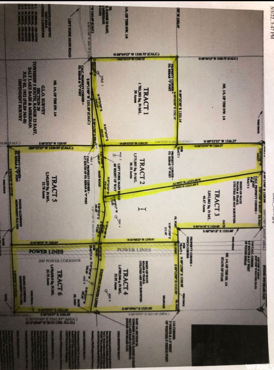 *243 acres in the Vernal area.*  So many options!  There is a natural spring on the property and the utilities are in the residential cul-de-sac touching the property between track 2 & 3.  This property can be sold as one parcel or as 6 individual plats. MLS # 1810676, 1810665, 1810658, 1810650, 1810640, 1810630. Zoned residential, agriculture, recreational, and mining.  Buyer to verify all. Recent Survey and appraisal has been completed. Vacant Land. Drive by and show.